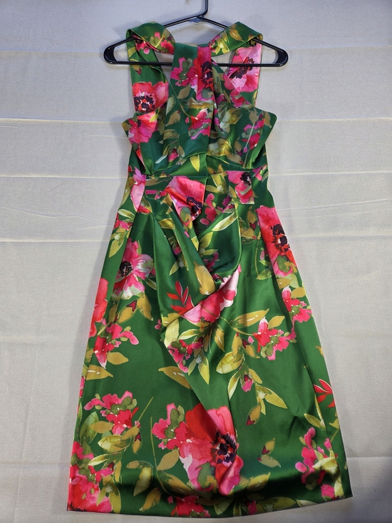 Eliza J Dresses & Skirts - Eliza J Floral Halter Cocktail Dress Green Pink Satin Wedding Guest Size 6